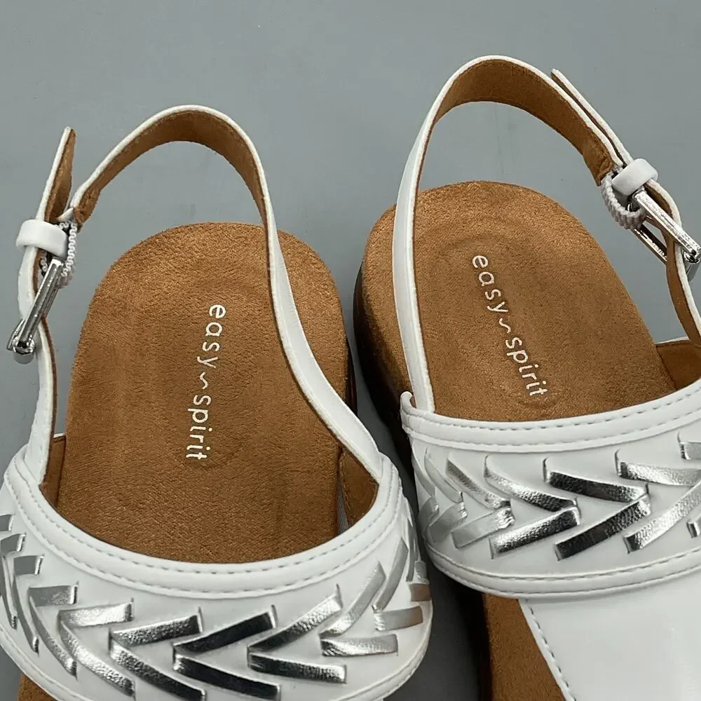 NEW Easy Spirit Women’s Monte Slingback Thong Sandals White Size 8.5M
